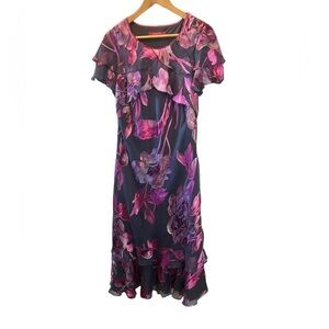 NWOT JACQUES VERT Silk Blend Floral Flutter Sleeve Mid Length Formal Dress 10